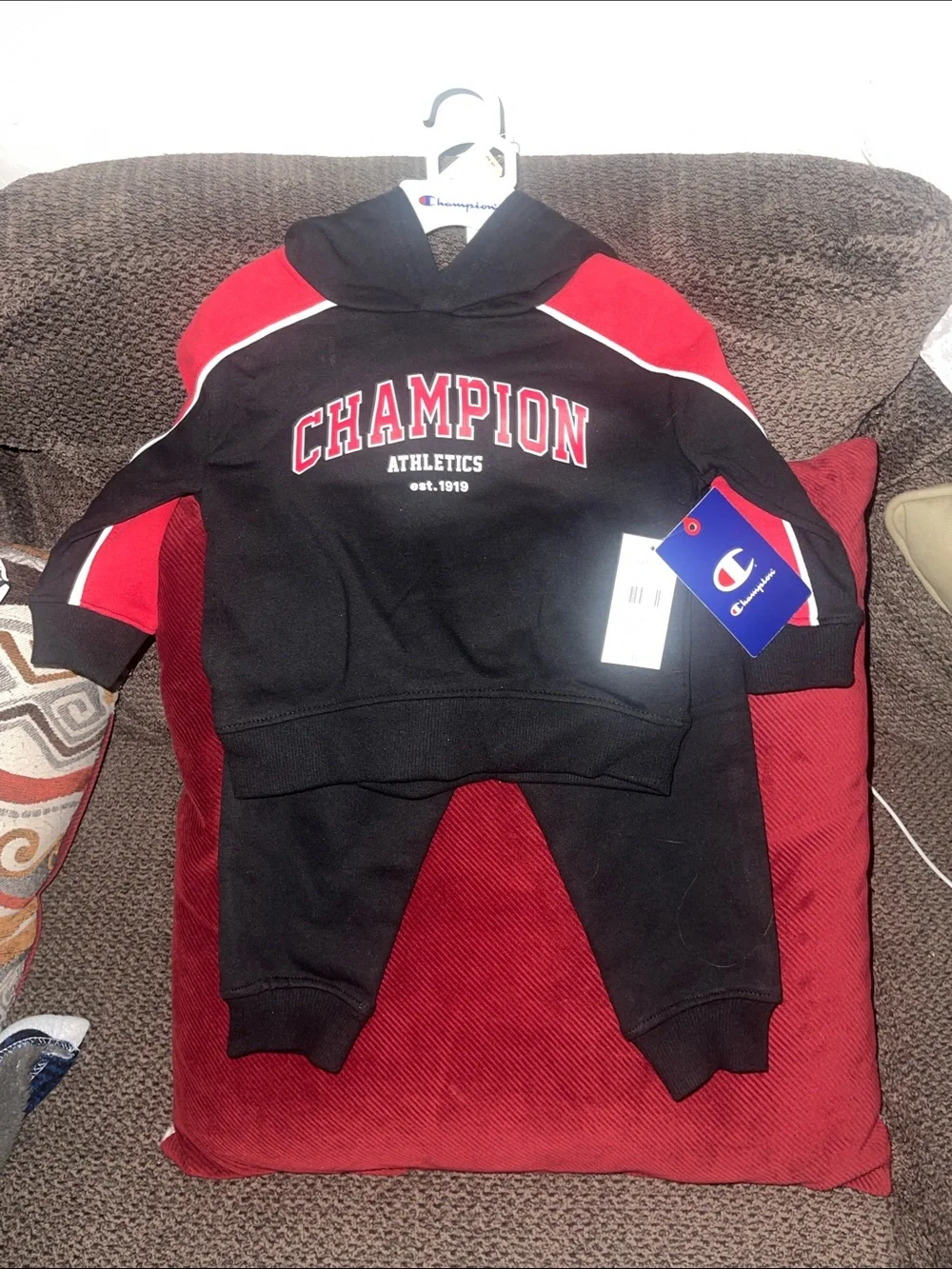 Champion Kids Black & Red Hooded Sweatshirt Set